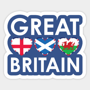 Great Britain England Scotland Wales Flags Hearts Sticker